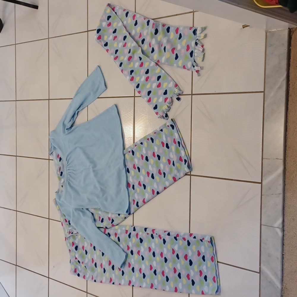 4/$40 Blue Fleece Pajama & Scarf Set - Size Large